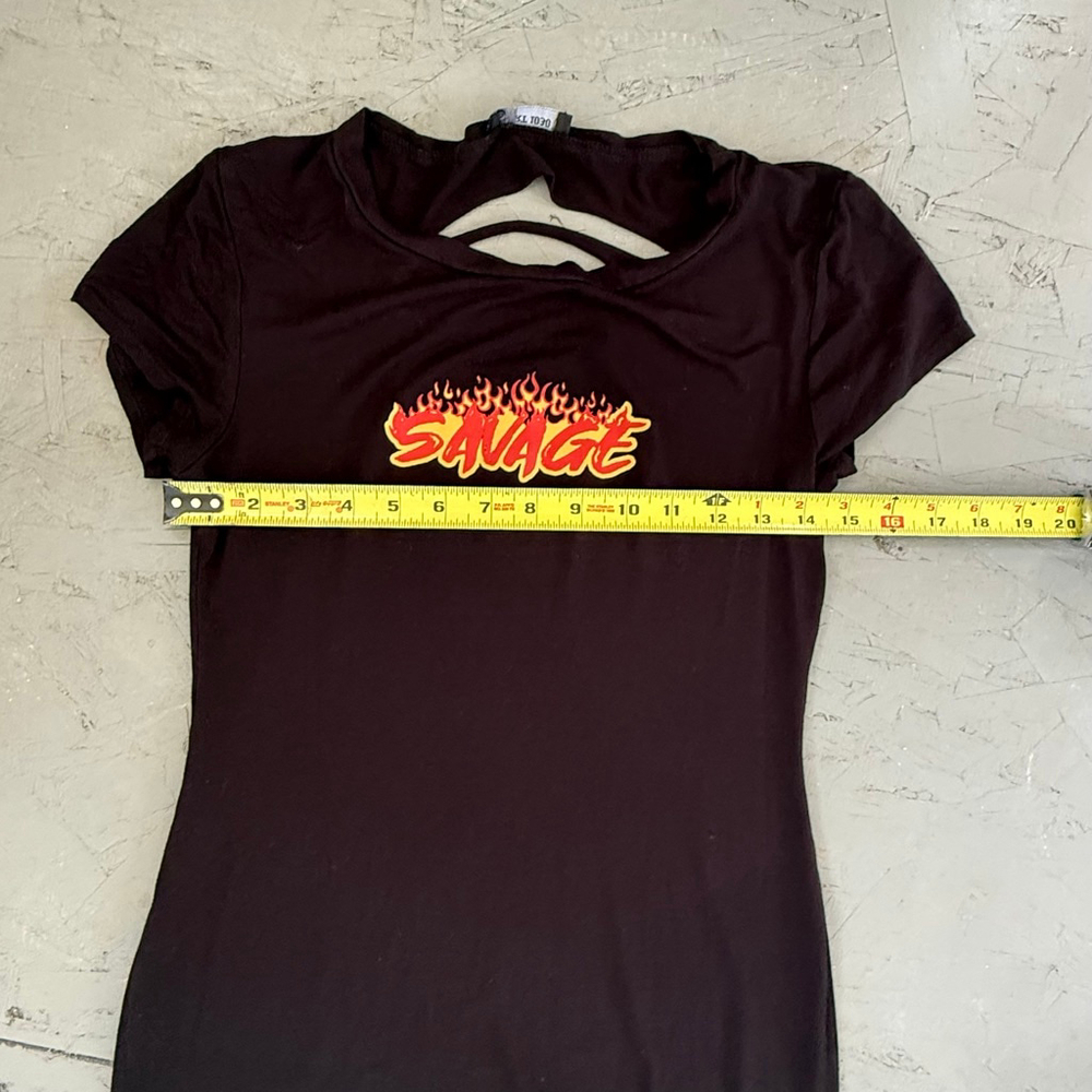 MRT 1030 Savage Flame Graphic Dress Ladder Cut Back Y2K M/L - Picture 5 of 6